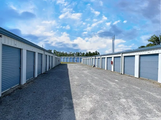 Exterior of rows of storage units at Gulf Coast Self Storage 19th St.