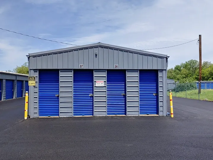 Exterior of outdoor storage at Mundy Street Self Storage facility.