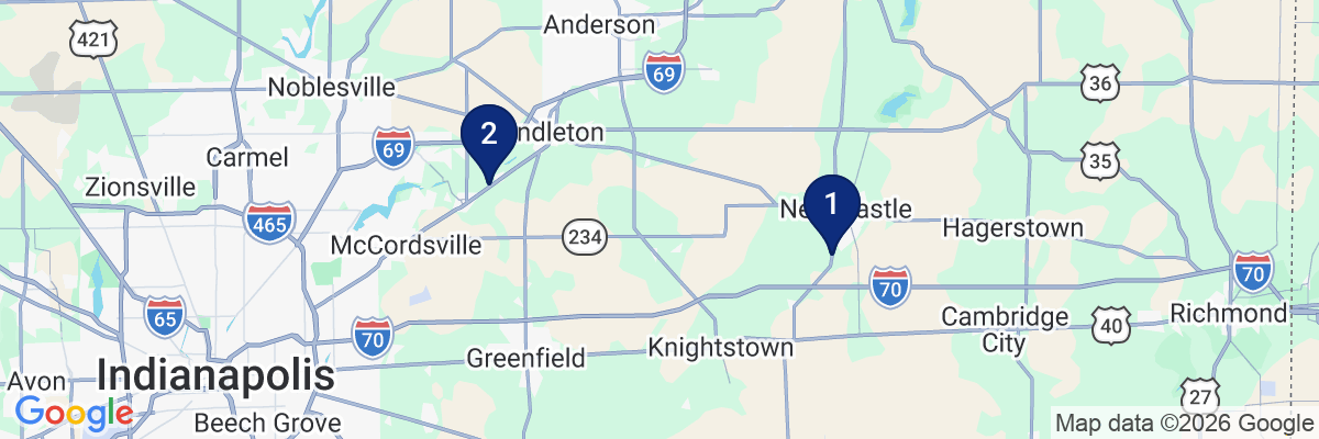 Map showing facility locations