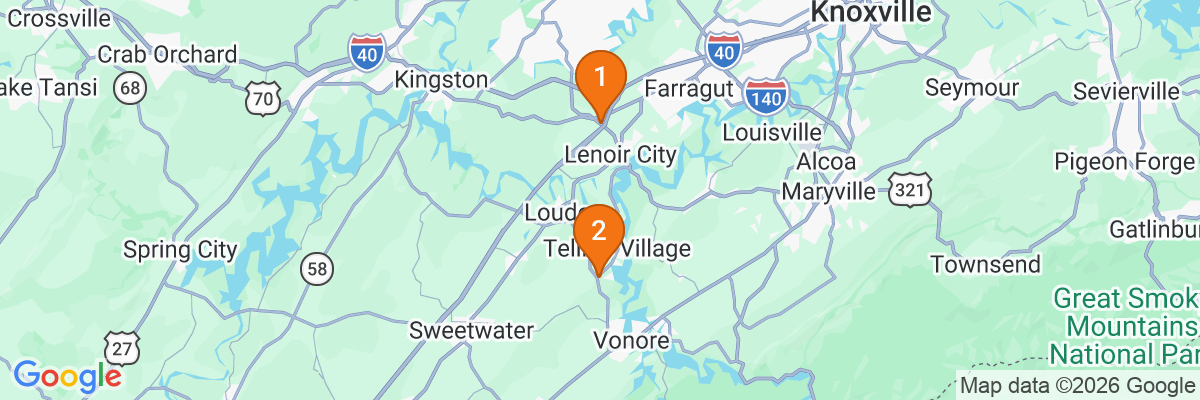 Map showing facility locations