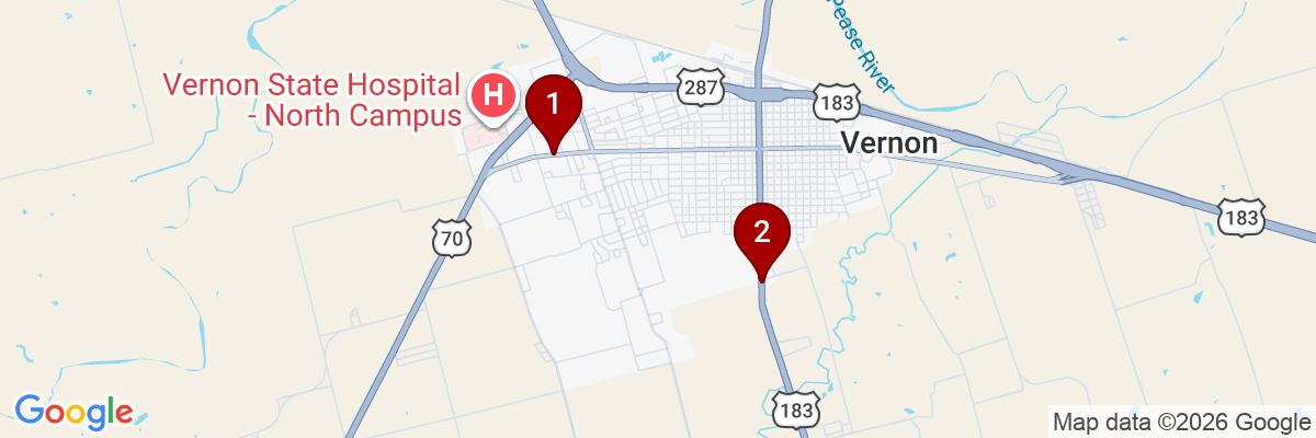 Map showing facility locations