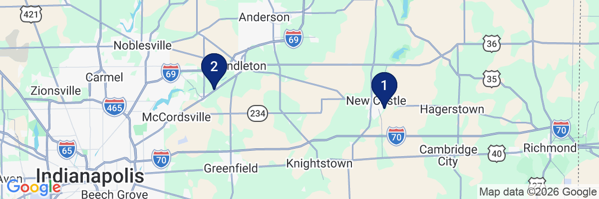 Map showing facility locations