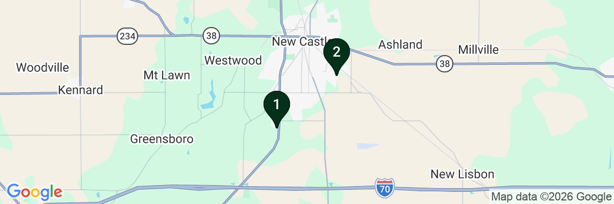 Map showing facility locations