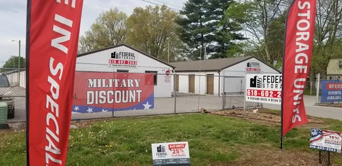 Exterior of signage at Federal Storage facility.
