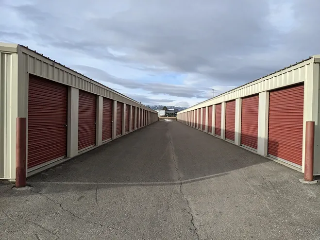 Exterior of storage units at Pak Rat Mini Storage Grant Creek facility.