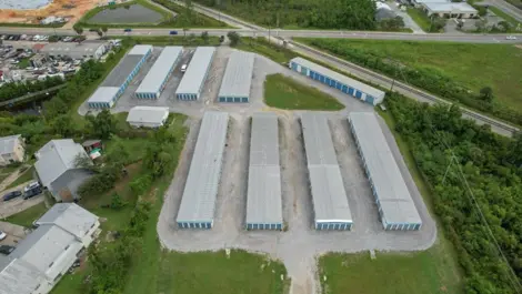 Aerial view of Gulf Coast Self Storage.