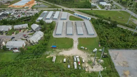 Aerial view of Gulf Coast Self Storage.