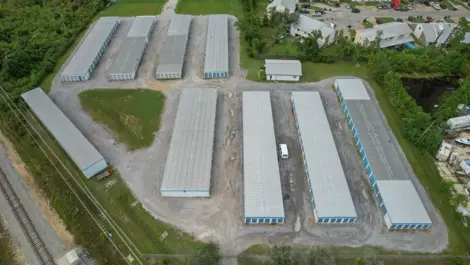 Aerial view of Gulf Coast Self Storage.