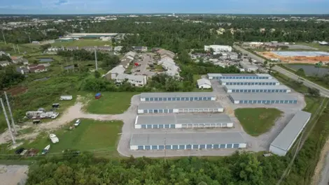 Aerial view of Gulf Coast Self Storage.