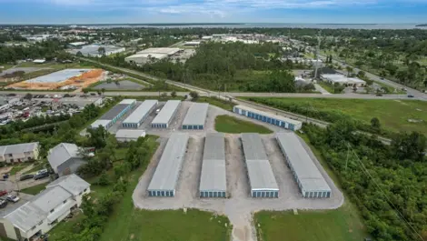 Aerial view of Gulf Coast Self Storage.