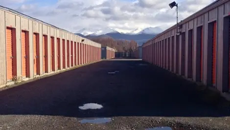 Outdoor storage units at Dimond Mini Storage.
