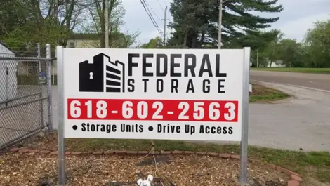 Exterior of signage at Federal Storage facility.