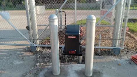 View of gate at Federal Storage facility.