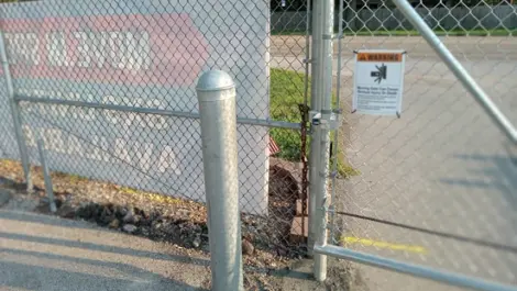 View of gate at Federal Storage facility.