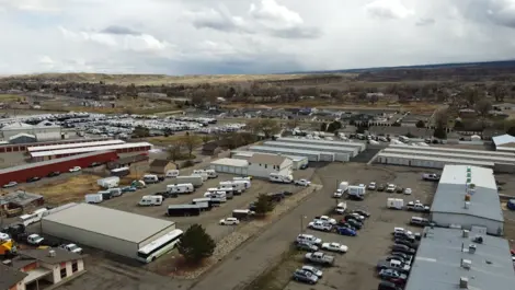 Aerial View of Hwy 50 Self Storage parking.