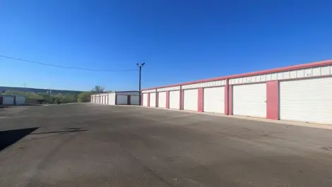 View of exterior of outdoor storage at MRC Self Storage facility.