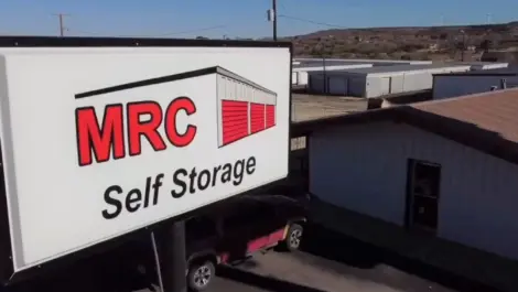 View of signage at MRC Self Storage facility.