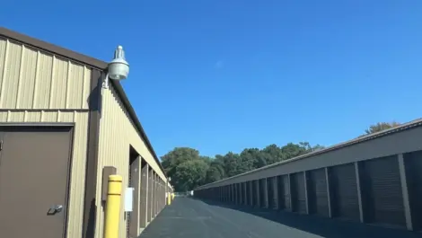 Storage facility layout with long rows of drive-up units at Lambertville Mini Storage Secor.
