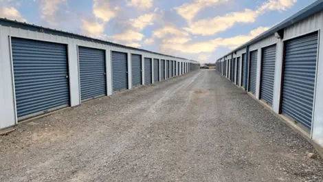 Exterior of outdoor storage units at Texoma Self Storage facility.