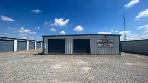 Exterior of outdoor storage units at Texoma Self Storage facility.