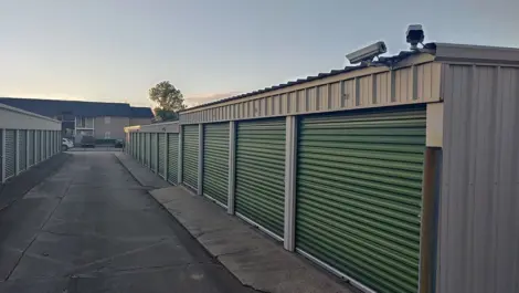 Security cameras mounted on the building at Town and Country Self Storage.