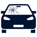car with broken windshield icon