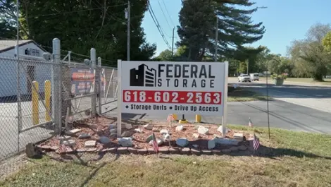 Exterior of signage at Federal Storage facility.