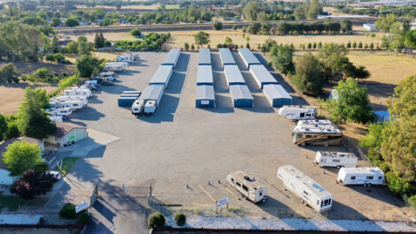 Aerial view of Tehama Mini Storage units and vehicle storage