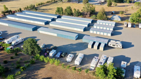 Aerial view of Tehama Mini Storage units and vehicle storage