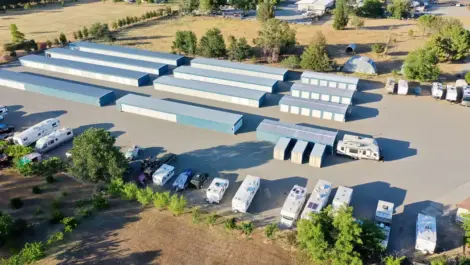 Aerial view of Tehama Mini Storage units and vehicle storage