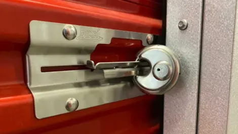 Circle lock on red storage unit