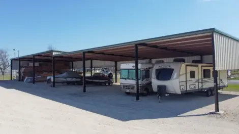 RVs and campers under covered parking storage