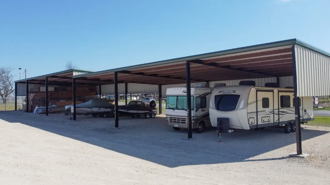 RVs and campers under covered parking storage